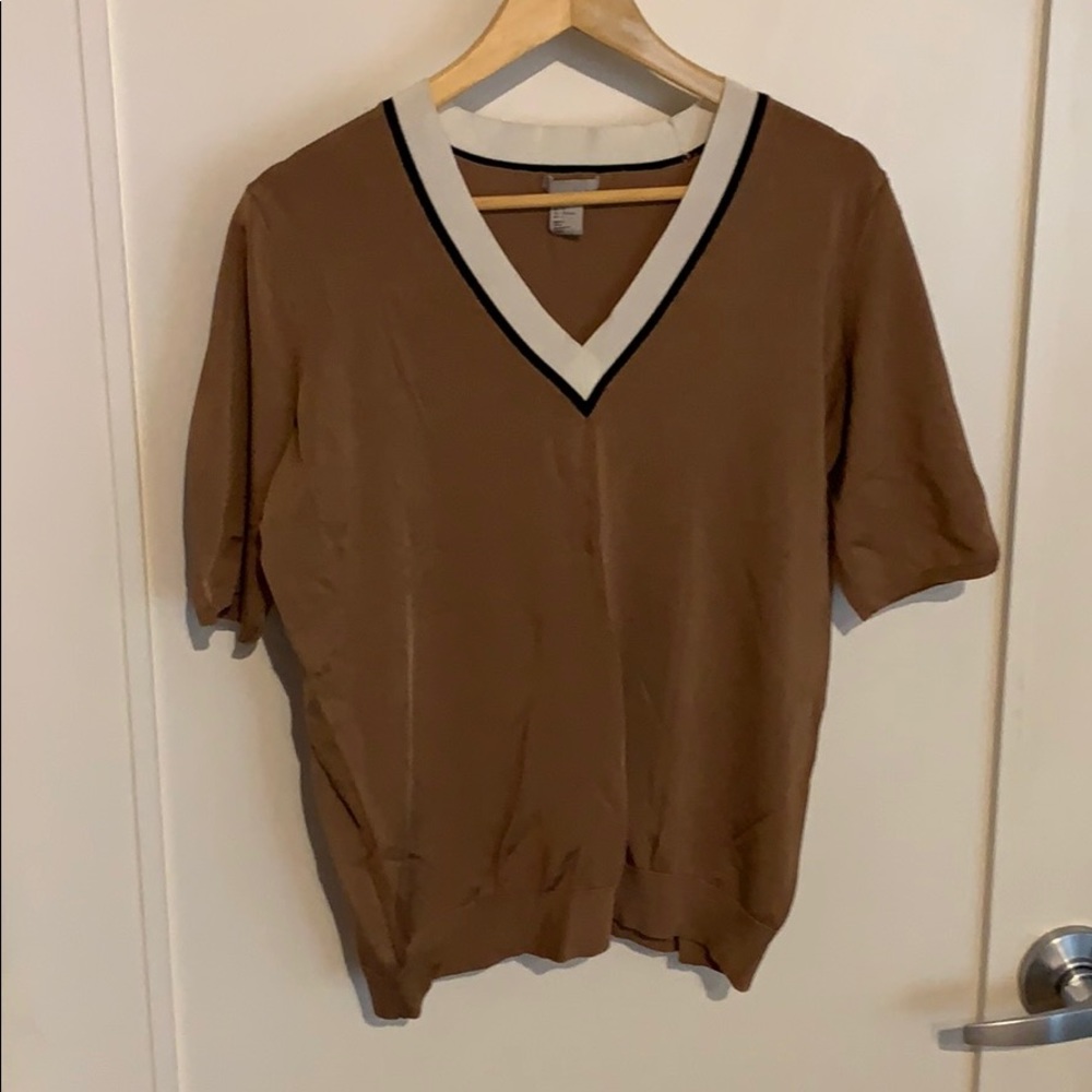 H&M tan short sleeve stretchy top size L